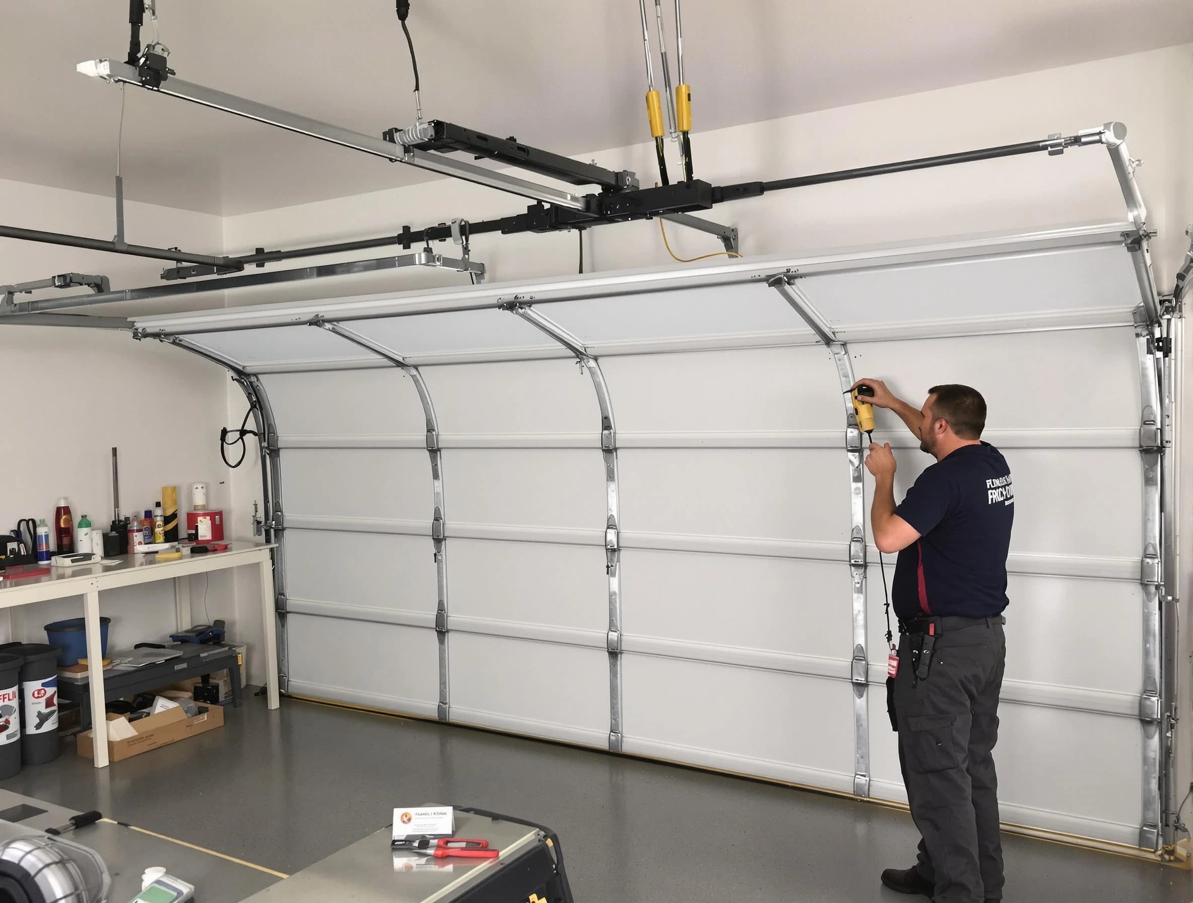 South Salt Lake Garage Door Repair certified technician performing overhead door system repair in South Salt Lake
