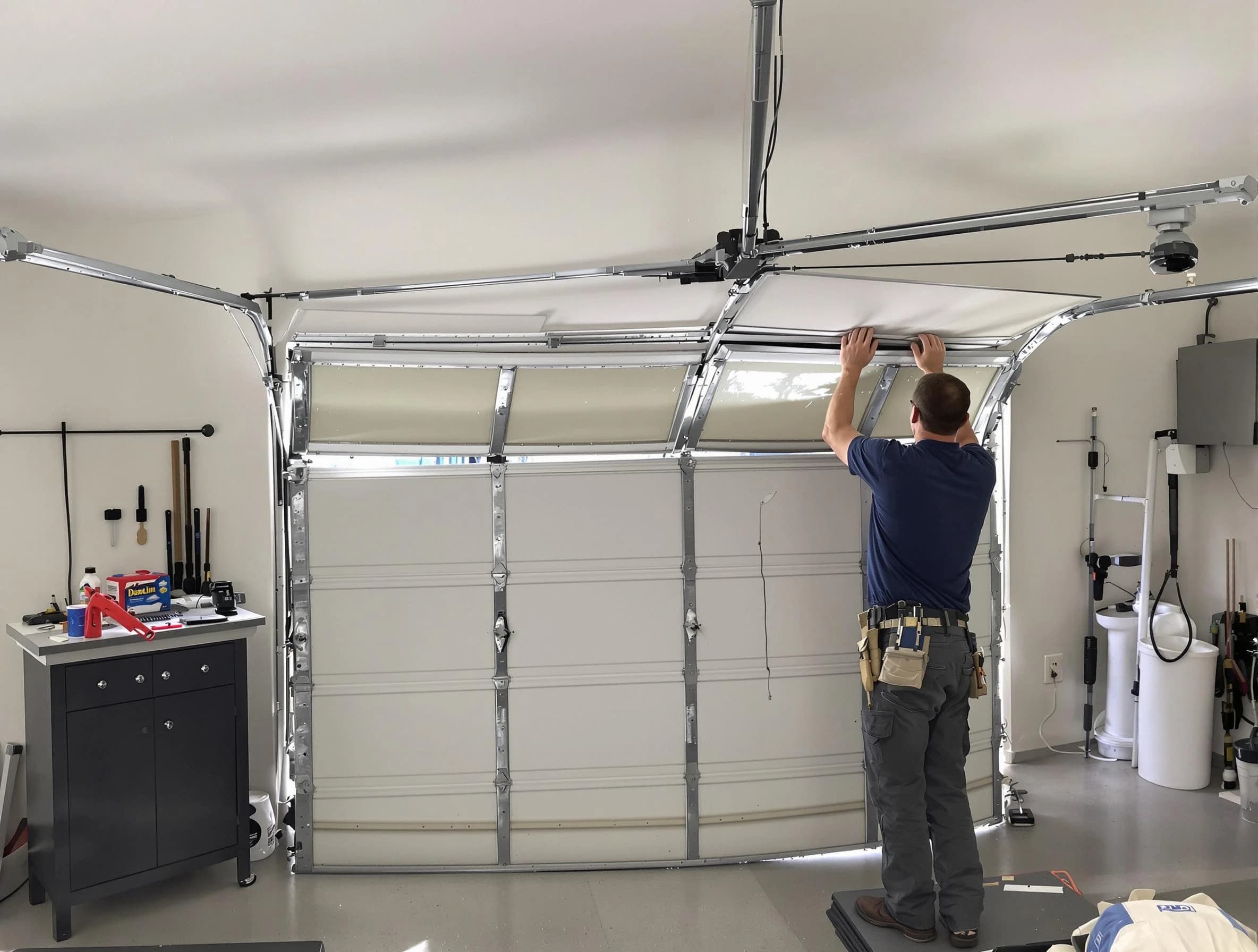South Salt Lake Garage Door Repair specialist performing precise section replacement on South Salt Lake garage door