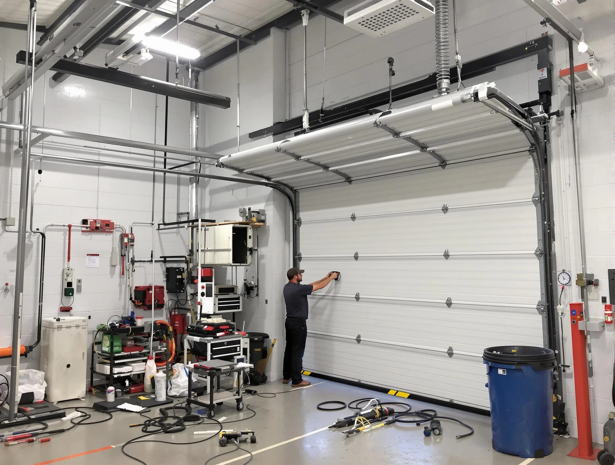 South Salt Lake Garage Door Repair certified technician performing commercial door repair at a South Salt Lake business facility