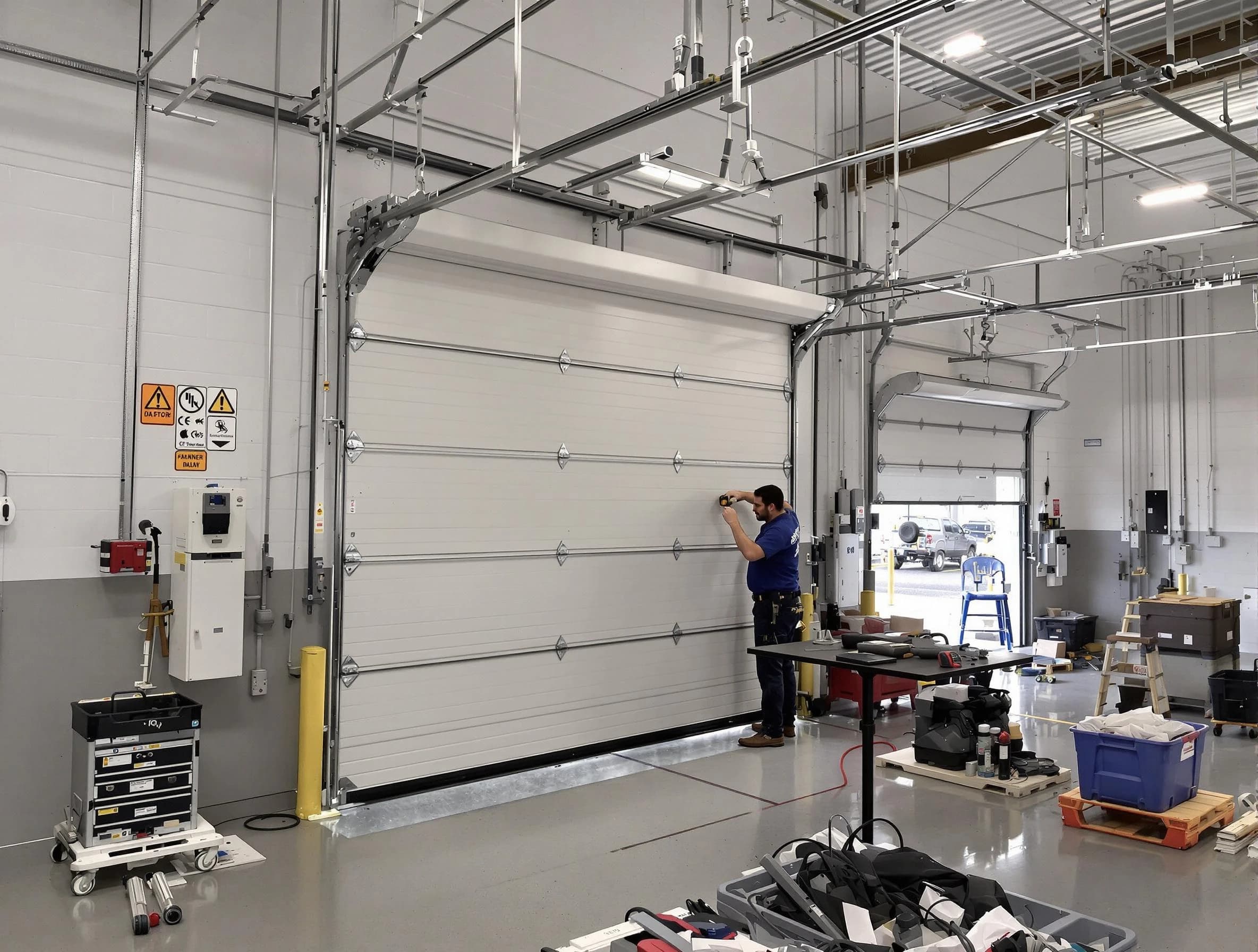 Commercial garage door repair being performed by South Salt Lake Garage Door Repair expert in South Salt Lake