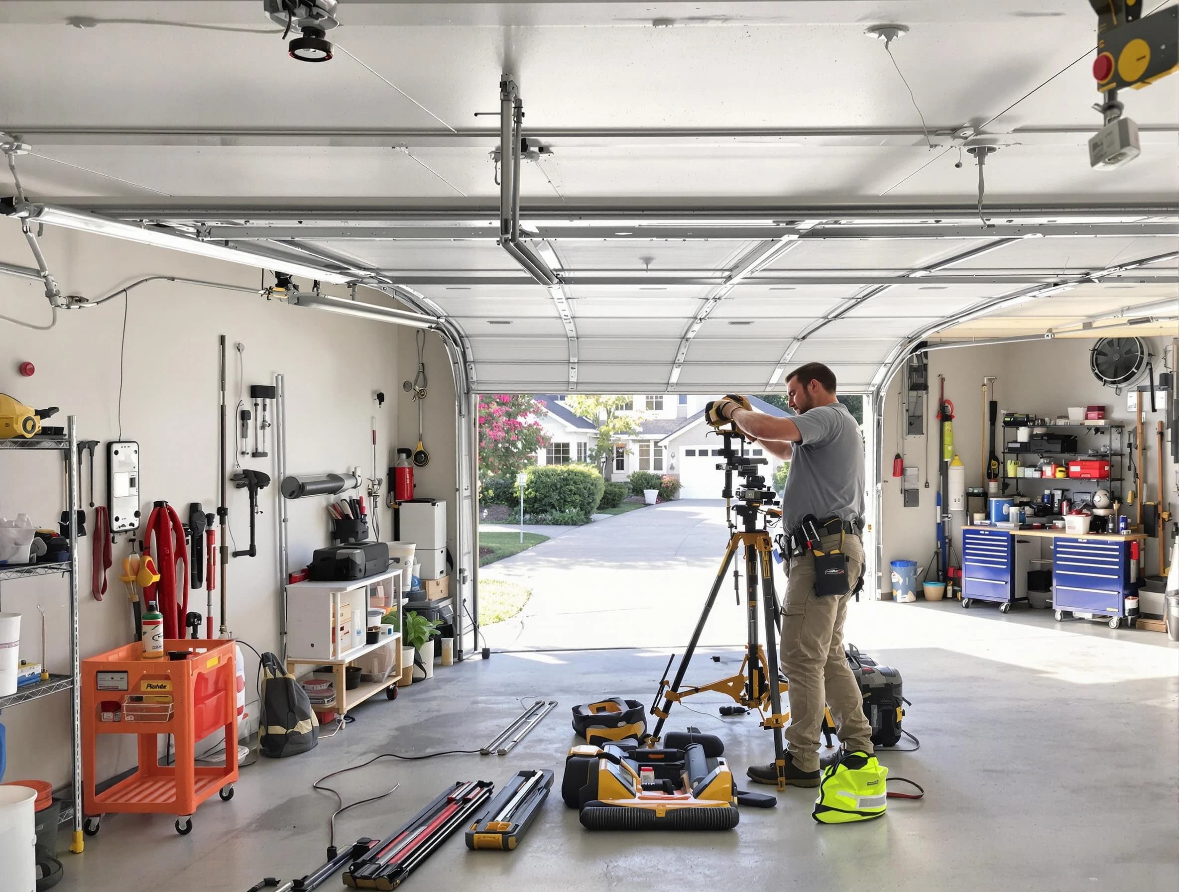 South Salt Lake Garage Door Repair specialist performing laser-guided track alignment in South Salt Lake