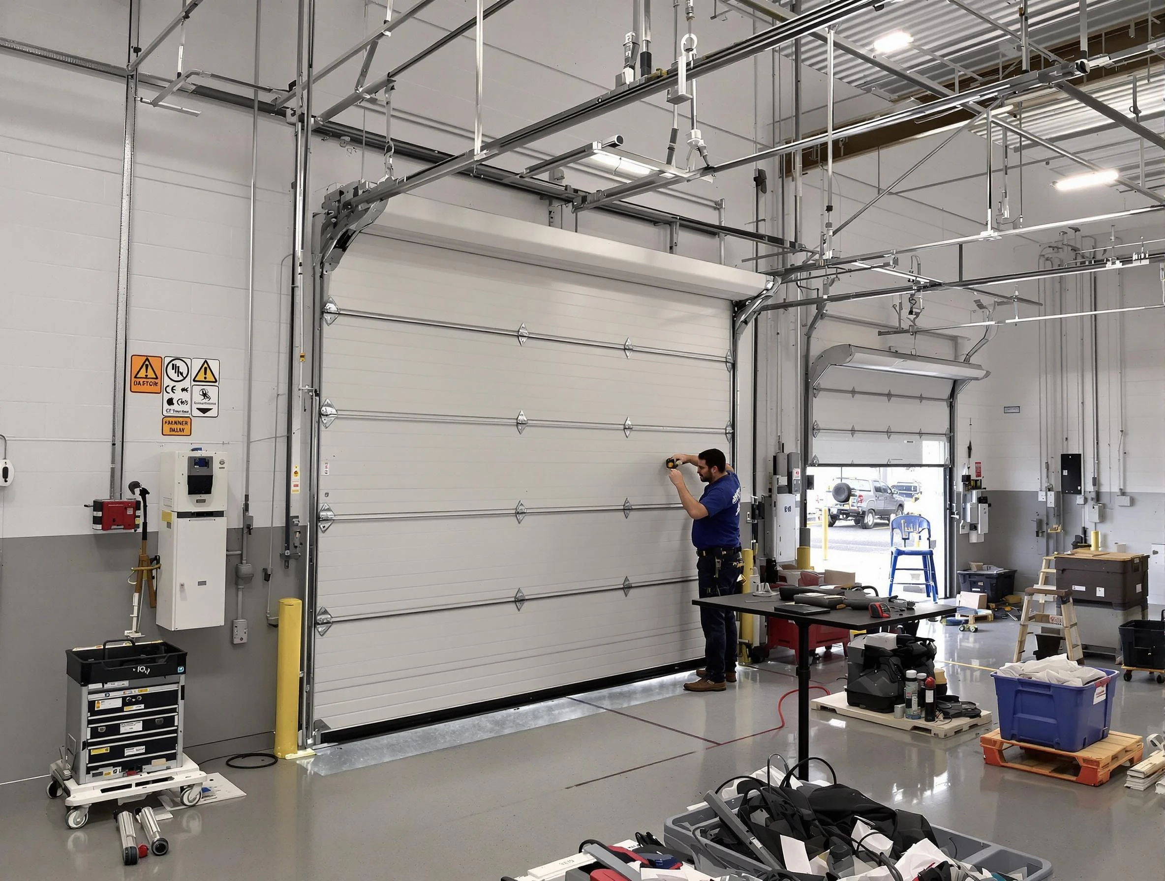 Commercial garage door repair being performed by South Salt Lake Garage Door Repair expert in South Salt Lake