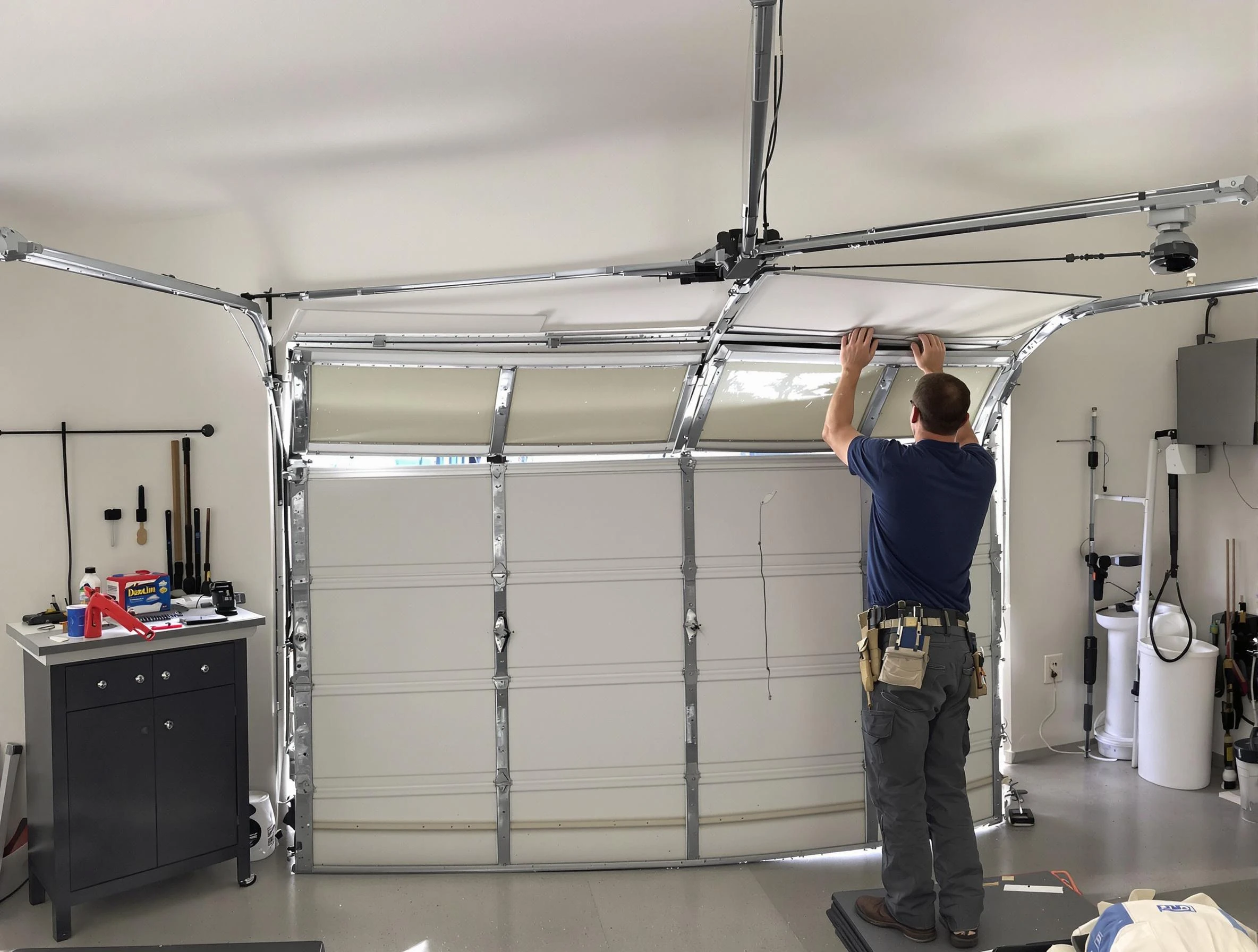 South Salt Lake Garage Door Repair specialist performing precise section replacement on South Salt Lake garage door